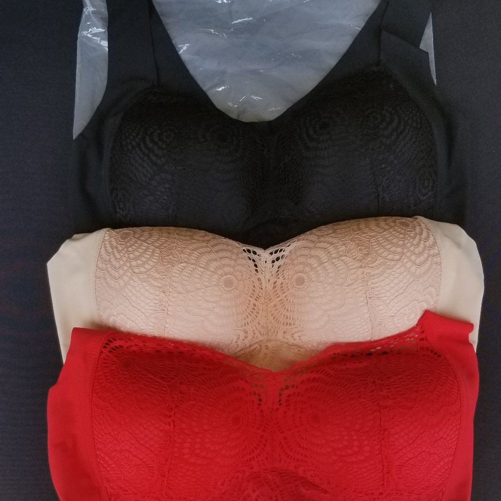 3 pack lace bralettes
